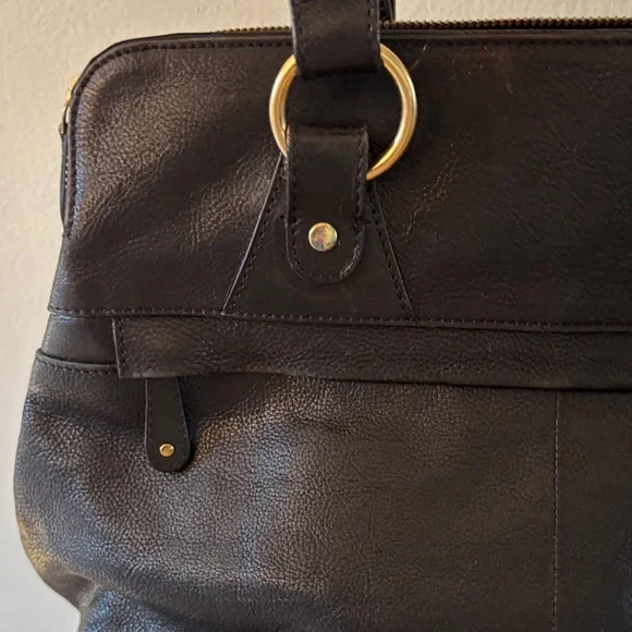 Modalu Pippa 2011 Black Leather Handbag with Gold Accents - Picture 11 of 13